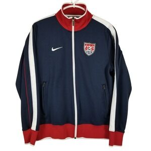Nike USMNT Soccer Track Jacket Mens Medium Navy Blue Red USA Full Zip Mock Neck